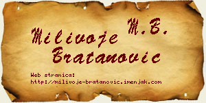 Milivoje Bratanović vizit kartica